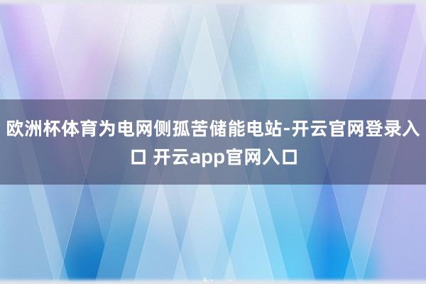 欧洲杯体育为电网侧孤苦储能电站-开云官网登录入口 开云app官网入口