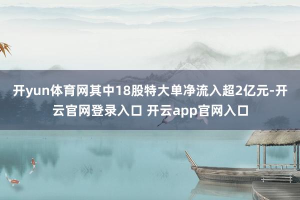开yun体育网其中18股特大单净流入超2亿元-开云官网登录入口 开云app官网入口
