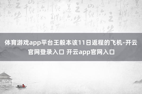 体育游戏app平台王毅本该11日返程的飞机-开云官网登录入口 开云app官网入口