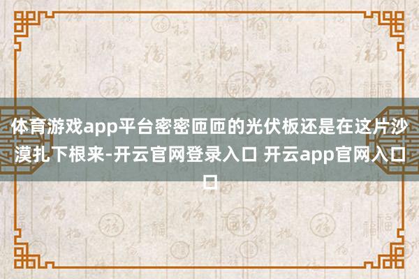 体育游戏app平台密密匝匝的光伏板还是在这片沙漠扎下根来-开云官网登录入口 开云app官网入口