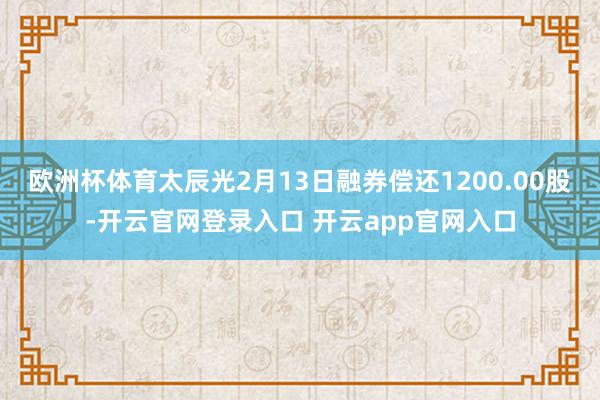 欧洲杯体育太辰光2月13日融券偿还1200.00股-开云官网登录入口 开云app官网入口